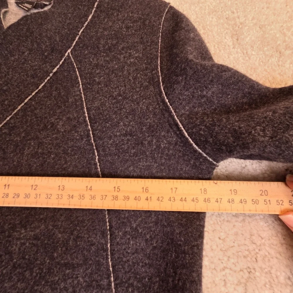 Eileen Fisher Gray Merino Wool Open Front Wrap Cardigan PS PP